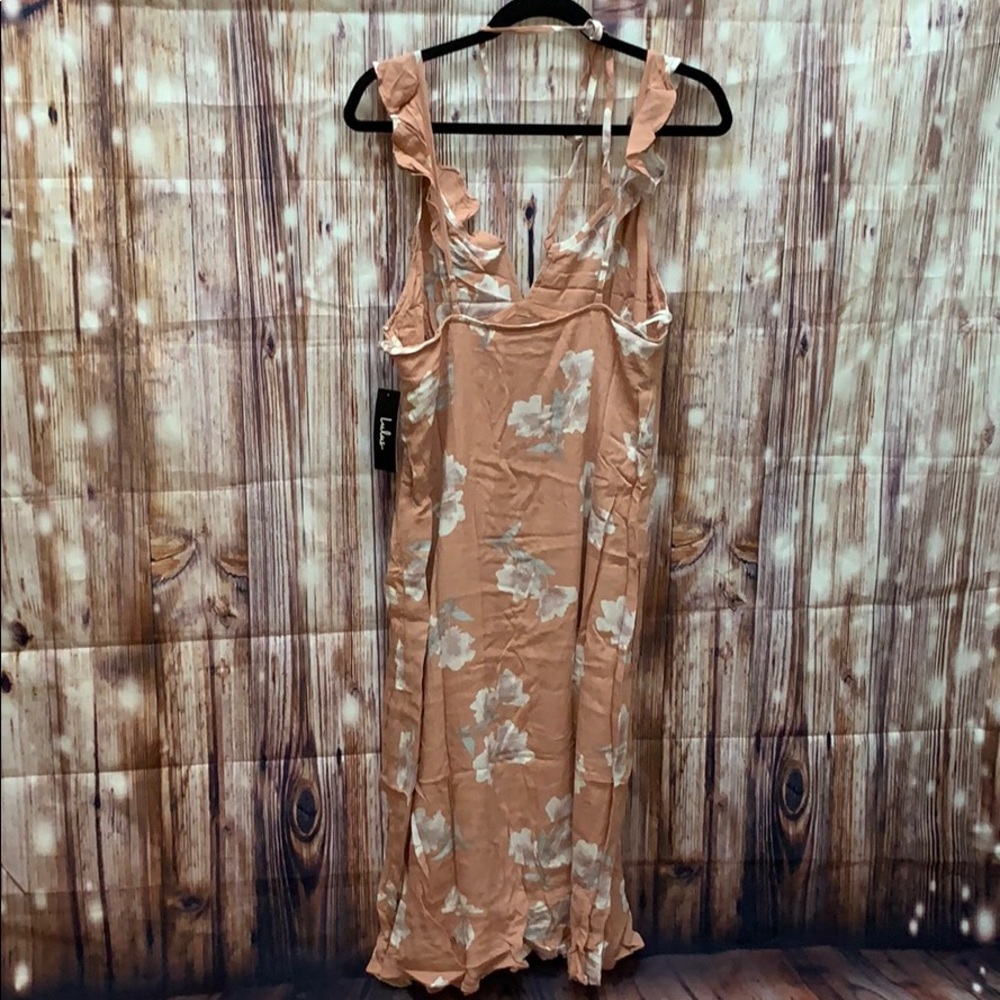 NWT LULUS Blush Floral Print Tie-Front Midi Dress - Picture 7 of 7